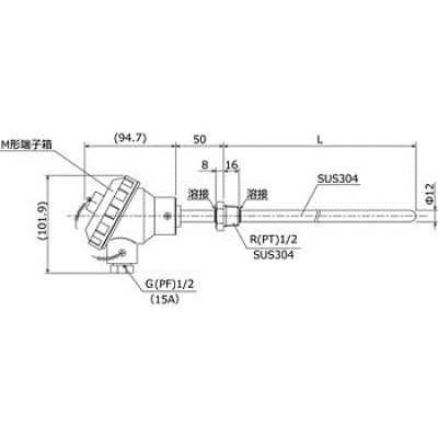 シマデン SRD-23M-120F05031614-F1P000009 端子箱付測溫抵抗體螺絲下插入長300mm【端子臺下硅充值】