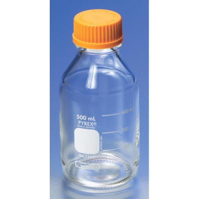 CORNING 康寧 1395-25 PYREXR螺口試劑瓶 （帶橙色蓋）PYREXRメディウム瓶 BOTTLE 1-4994-01